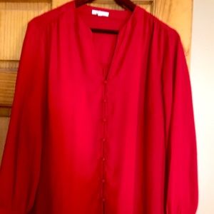 Adorable red bubble sleeve dress shirt